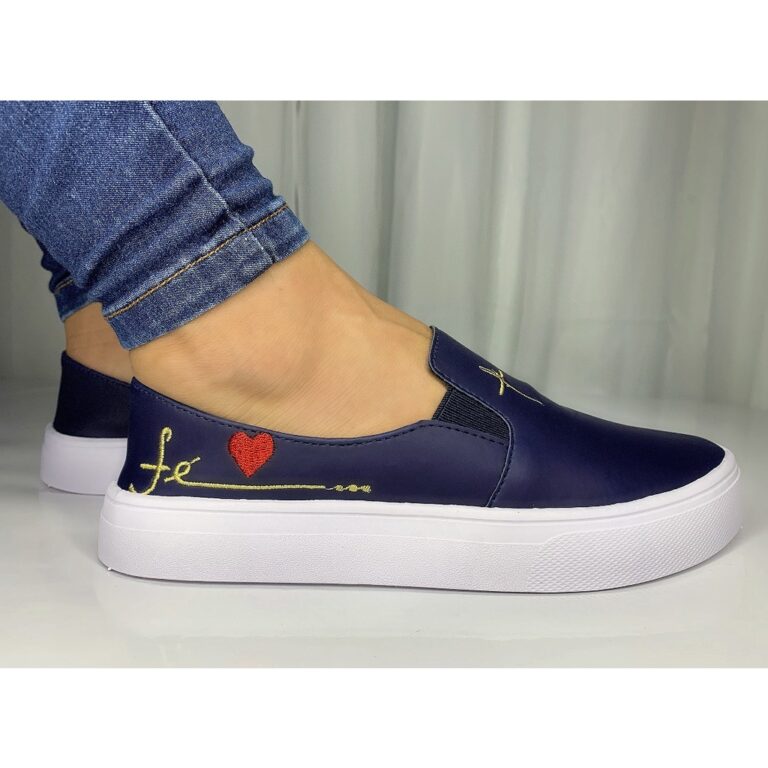 Sapatilha Fé Feminina Bico Redondo Macia Tênis Casual leve e confortável Slip On Calce Facil