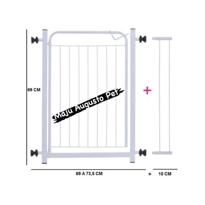 Portão Grade Proteção Pet 69 a 73,5 / 79 a 83,5 cm Cachorro