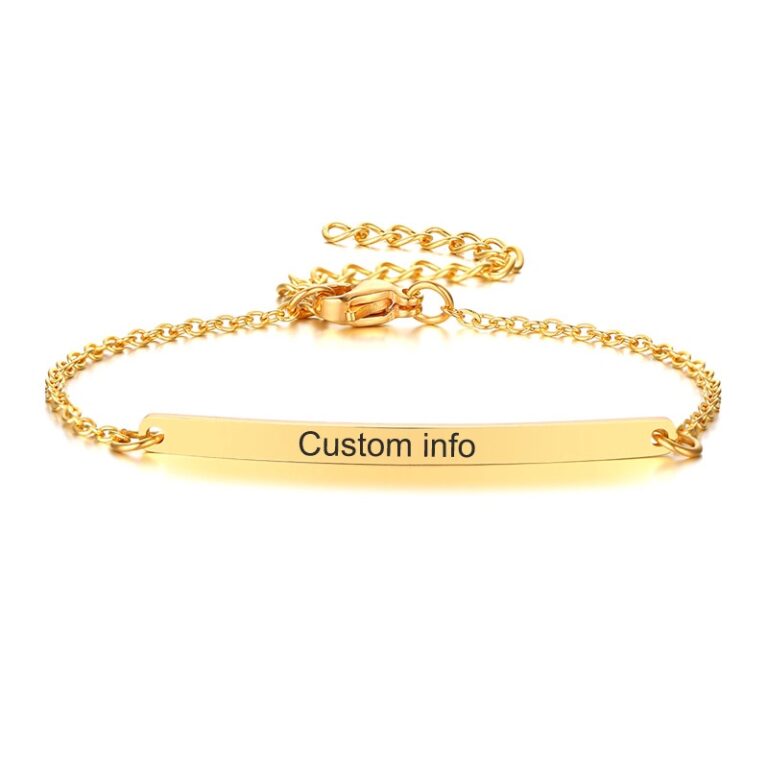 Vnox Pulseira Feminina Com Nome Personalizado De Aço Inoxidável